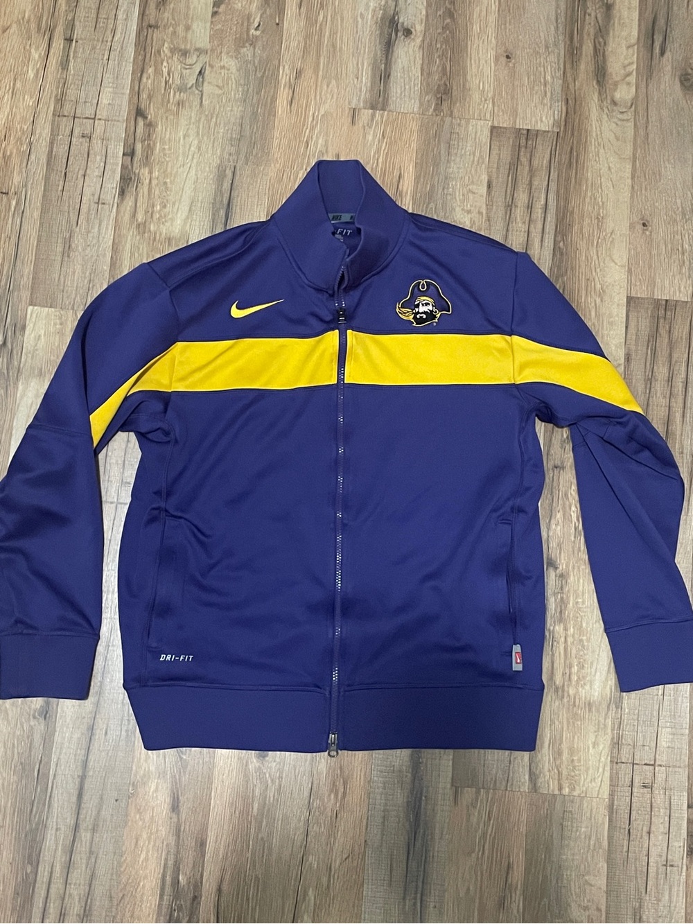 Nike Men's ECU East Carolina Pirates Dri-FIT Track Jacket Purple Gold, Medium